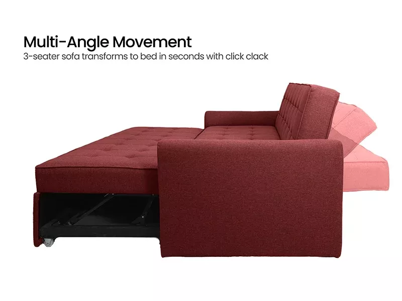 Zenith Sofa Cum Bed in Rustic Ruby